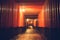 Pathway orii gates at Fushimi Inari Shrine at night and rain Kyoto, Japan