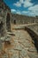 Pathway over thick stone wall in a castle