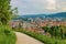 Pathway at Vineyards on Piramida Hill and cityscape Maribor Slovenia