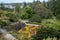 A pathway in a well tended garden, taken with tilt-shift effect.