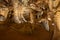 Pathway winds around a massive column in the Saracen`s Tent area, Luray Caverns, Luray, VA