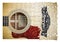 Patience and passion to learn to play the guitar step by step - concept image in jigsaw puzzle shape