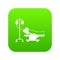 Patient in bed on a drip icon digital green