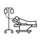 Patient in bed on a drip icon, outline style