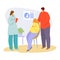 Patient on doctor appointment vector illustration, cartoon flat pregnant woman talking with physician in hospital