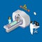 Patient and Doctor Diagnostic Scanner Tomography Isometric View. Vector