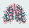 Patient-friendly floral scheme of Healthy human lungs. Health of respiratory system - medical diagram with flowers