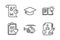 Patient history, Medical helicopter and Report icons set. Vector