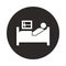 patient in hospital bed icon in badge style. One of Death collection icon can be used for UI, UX