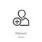 patient icon vector from hospital collection. Thin line patient outline icon vector illustration. Outline, thin line patient icon