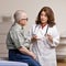 Patient listening to doctor explain prescription
