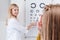patient and oculist doing Eye test with eye chart