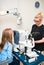 Patient in optometrist office for eye examination