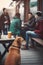 Patient Pooch: A Dog\\\'s Wait for His Owner in the City Cafe\\\'s Open Air Section