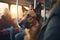 Patient Pooch on Public Transit: A Dog on His Owner\\\'s Lap in a Busy Streetcar