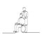 Patient Sitting on Wheelchair with Doctor or Nurse Caregiver Continuous Line Drawing