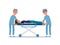 Patient on stretcher flat vector illustration