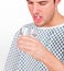 Patient taking a pill with a glass of water