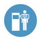 the patient undergoes X-rays icon in badge style. One of hospital collection icon can be used for UI, UX