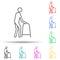 patient with a walker multi color style icon. Simple thin line, outline  of disabled icons for ui and ux, website or mobile