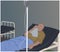 A patient in a ward in a poor hospital. vector illustration.