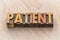 Patient word in wood type