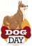 Patiently and Loyal Oriental Breed Dog Waiting for Dog Day, Vector Illustration