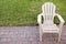 Patio chair on stone paved deck