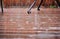 Patio/ deck in heavy rain.