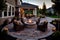 patio with fire pit and seating for social gatherings