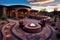 patio with fire pit and seating for social gatherings