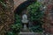 Patio with fountain and plants. Detail of the interior of the Alcazaba arab castle in Malaga