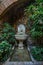 Patio with fountain and plants. Detail of the interior of the Alcazaba arab castle in Malaga