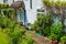 Patio in front of country house.