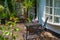 Patio in front of country house.