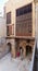 Patio of ottoman historic Waseela Hanem House with wooden oriel windows