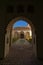 Patio with pool and little fountain in Alcazaba moorish castle in Malaga