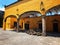 A patio in tequila factory with cut agave, Tequila, Mexico