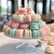 Patisserie Paradise: An enchanting display of delicate pastel macarons and exquisite French pastries