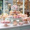 Patisserie Paradise: An enchanting display of delicate pastel macarons and exquisite French pastries