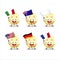 Patisson cartoon character bring the flags of various countries