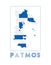 Patmos Logo. Map of Patmos with island name and.