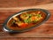 Patodi Rassa Bhaji or patwadi Sabji, a popular Maharashtrian spicy recipe served with Chapati and salad. Selective focus
