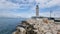 patra lighthouse greece ionio sea in sunny winter day