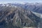 Patriarch peak slopes on High Burn valley, from above, New Zealand