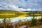 Patricia Lake amongst the forests and mountains