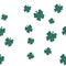 Patrick day background with glitter four-leaf clover seamless pattern. Shamrock isolated on white background.