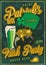 Patrick day poster colorful vintage