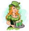 Patrick girl holding a tray of green beer