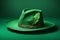 Patrick hat tinted in various shades of green with intricate leaf patterns standing out against a monochromatic backdrop
